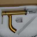 Gold Bathroom Faucets, Modern Single Handle Brushed Gold Vanity Sink Faucet 1 Hole with 3 Hole Deck Plate, Rv Sink Camper Farmhouse Bathroom Utility Remodel Faucet