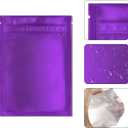 Mylar Bags for Food Storage 100 Pack 3.3 x 5.1 Inch Resealable Smell Proof Bags Foil Pouch Flat Bag with Front Window Purple