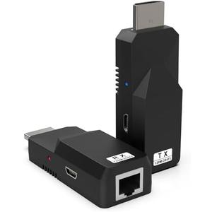 Pack of 2, Elalight HDMI Extender Over Cat5e/6/7, HDMI Adapter, No Delay, Plug & Play, 1080P Full HD Transmit Up to 394 Ft, HDCP1.2