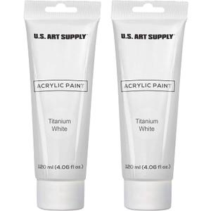 U.S. Art Supply Titanium White Oil Paint - 2 Extra-Large 120ml Tubes - High Opacity, Strong Tinting Strength, Oil Paints for Canvas Painting, Wood & Media
