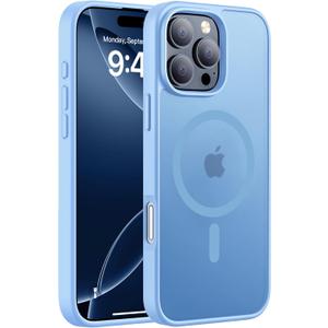 Hualele Magnetic for iPhone 16 Pro Max Case,Compatible with MagSafe, Military Grade Dropproof Translucent Matte Hard Back Soft Edge Slim 16 Pro Max Case,Peak Blue