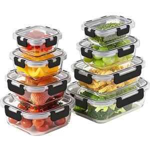 8 Pack Borosilicate Glass Food Storage Containers with Lids, Glass Meal Prep Containers, Airtight Bento Lunch Boxes with Snap Locks, Oven, Freezer and Dishwasher Safe, BPA Free, Kitchen Storage Set