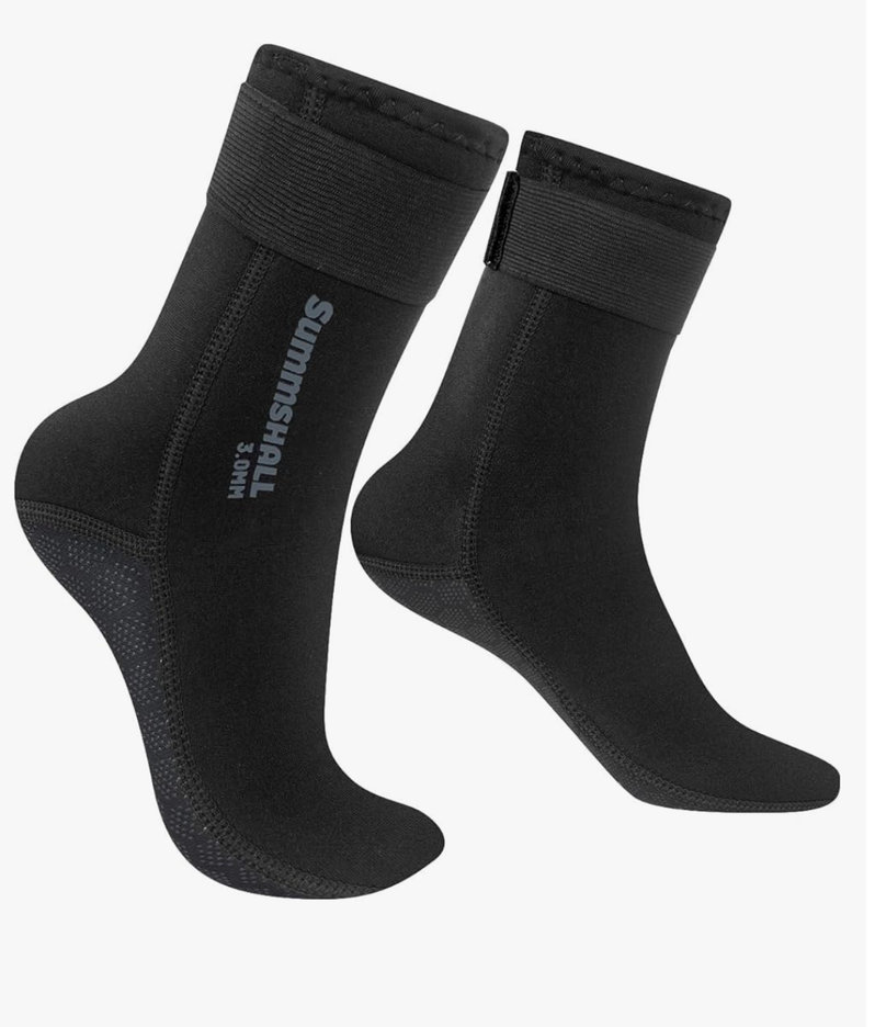 Neoprene Socks 3mm Wetsuit Socks Anti-Slip Keep Warm Diving Socks Swim Socks Water Sport Swimming Surfing, Medium , Black 