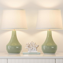 Seealle Modern Green Table Lamps Set of 2  Bedside Lamps for Night Stands, 19.4" Bedroom Lamps for Living Room Sage Green Lamps with Rocker Switch