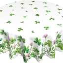 St Patricks Day Tablecloth Round 60 Inch Shamrock Flowers Holiday Table Cloth Water Resistant Fabric Table Covers for Kitchen Dining Small Tablecloth for Party Home Decor