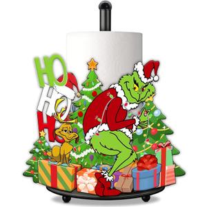Green Monster Christmas Paper Towel Holder for Indoor Decorations Kitchen & Bathroom Decor Paper Towel Holder Stand Countertops
