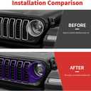 Front Grille Grill Insert+Headlight Turn Light Cover Trim Compatible with 2024-2026+ Jeep Wrangler JL JLU & Gladiator JT Exterior Accessories,Not Fit for JL Sport & Sports (Purple)