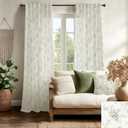 Sage Green Printed Patterned Curtains,Spring Floral Botanical Linen Light Green Sheer Vine Leaf Curtains for Living Room Bedroom 84 Inches Long (50"W x 84"L (Pack of 2))