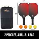 Gorilla Gear USAPA Approved Pickleball Starter Set, Fiberglass Paddles with Bag and Balls, Indoor Outdoor Court Use, Comfortable Racket Grip, Oversized Sweet Spot Pickle Ball Paddle for Men, Women (Red)