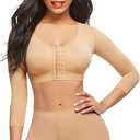 FeelinGirl Arm Shaper for Women Post Surgery Arm Lipo Compression Sleeves Slimming Arm Front Closure Shapewear Bra.Size M