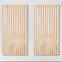 Boho Blush Pink Curtain Panels and 2-piece Geometric Wooden Wall Art 12x24