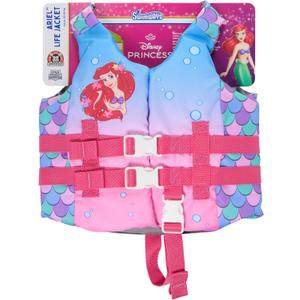 SwimWays Disney Princess Swim Trainer Life Jacket, US Coast Guard Approved Life Vest Kids Swim Vest, Pool Floats & Life Jackets for Kids 33-55 lbs, Ariel, One Size