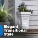 Step2 Atherton Square Planter, Large Planters for Outdoor Plants, Gardening and Flower Pot for Patio or Porch, Efficient Drainage, Durable Plastic, White, 2-Pack