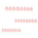 French Tip Press on Nails Almond Shape Fake Nails Summer Glossy Pink False Nails Medium Length Glue on Nails Artifical Acrylic Nails with White French Nail Tip Full Cover for Manicure Art