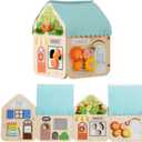 IDEA FAMILY 2 in 1 Montessori Wooden Busy Board House, Multi-Functional Foldable Busy Board, Fine Motor Skills Training for Little Kids Aged 1-3, Gifts for Boys and Girls