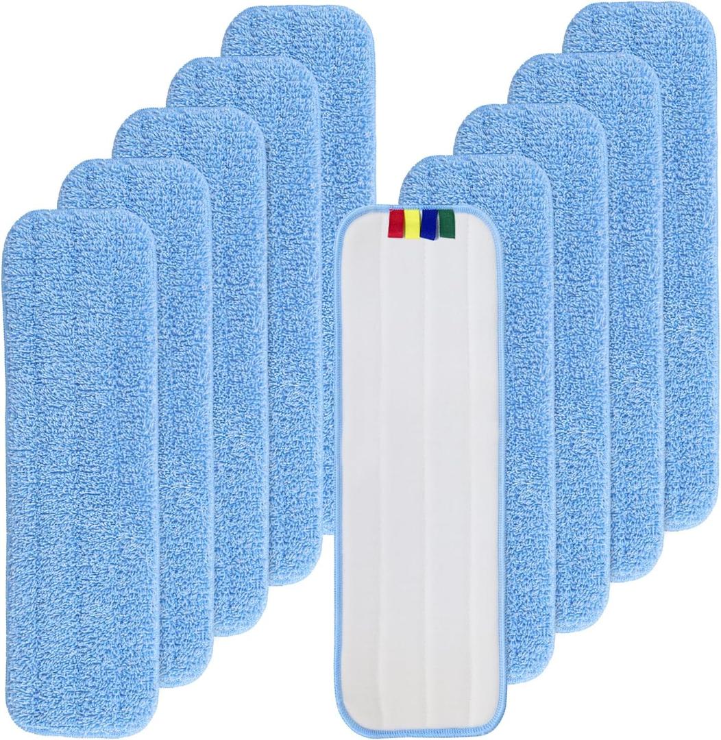 Replacement Microfiber Pad Fit for Rubbermaid Commercial 18 Inch Mop Head - 10 Pack Update Wrapping Wet & Dry Commercial Cleaning Reusable Refills Fit for Any Microfiber Flat Mop System 18"