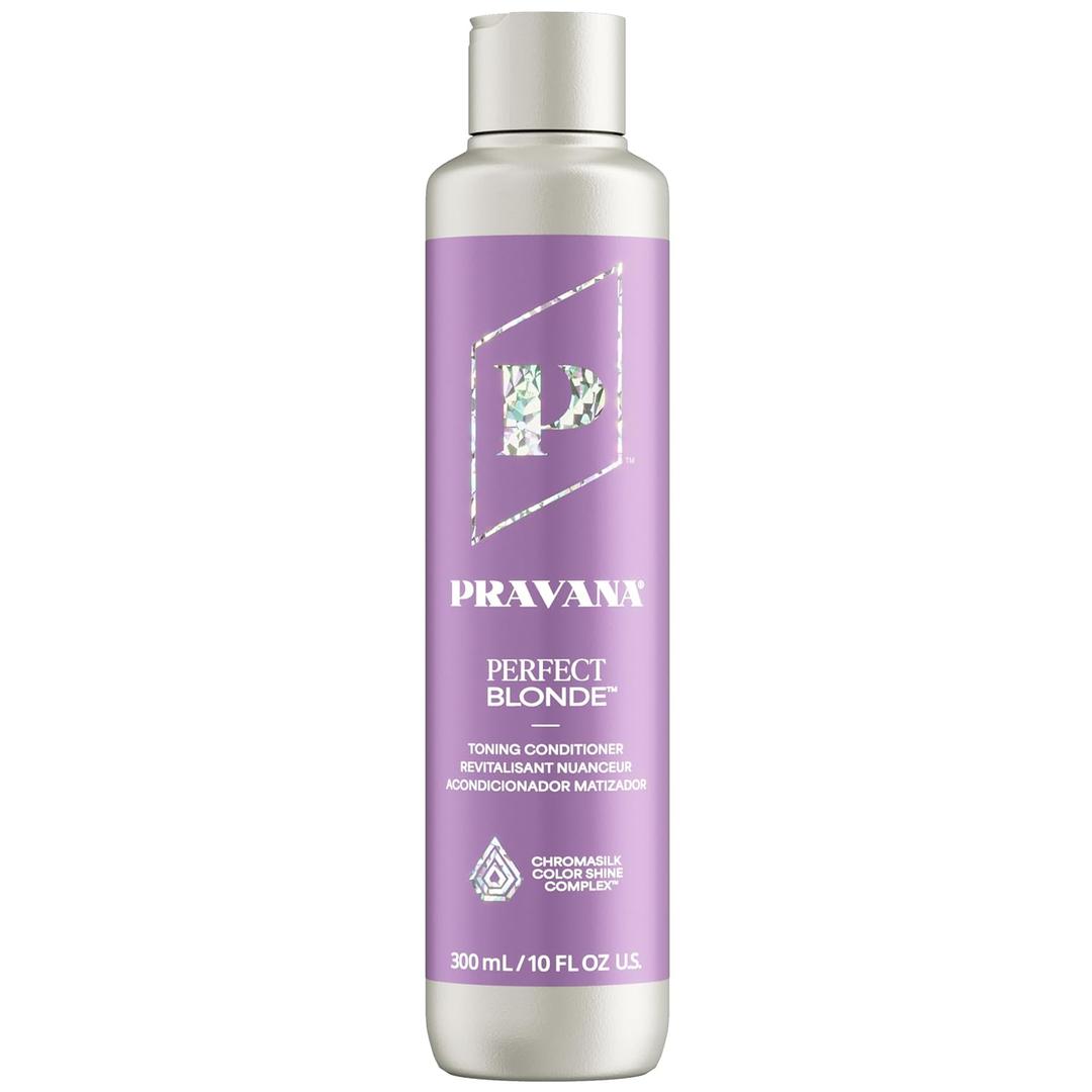 PRAVANA The Perfect Blonde Purple Toning Conditioner | Neutralizes Brassy, Yellow Tones | For Color Treated Hair | Chromasilk Enhances Shine & Protection | Vegan, Cruelty-Free | Paraben & Sulfate Free