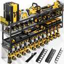 49" W Large Power Tool Organizer Wall Mount, 4 Layer Heavy Duty Loads 800 lbs, Tool Storage Rack Holds 12 Cordless Drills, Large Capacity Battery Holder for Garage, Gift for Men