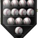 TJ.MOREE 12 Baseball Display Case, Baseball Holders for Balls Display, 13 x 16.5 inches Wall Mount Shadow Box with Locks for Home Run Derby Baseball Collector Memorabilia Autograph Balls - Black
