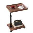 Pzxozd C Shaped End Table Adjustable Height, 360° Swivel Small Side Table with Wheels, Couch Tables That Slide Under, Tv Tray Table, for Sofa Living Room and Bedroom, Brown and Black