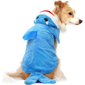 NACOCO Pet Shark Costume Clothes, Cute Christmas Dog Apparel Outfit for Large Dogs, Fall and Winter (Blue, 5XL)