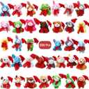 Poen 200 Pcs Mini Christmas Stuffed Animals Bulk Plush Christmas Tree Hanging Decorations Key Chain Animal Toy Set Small Toys for Kids Party Gifts Supplies(Mixed Style)