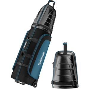 Golf Travel Bags for Airlines with Carbon Fiber Hard Top, Protective Club Traveling Cover with Wheel, Golf Club Carrier Case for Airplanes, Thick Padding, Durable Zippers and 2 Sided Spacious Pockets