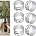 Set of 2 Pack, 6 PCS Napkin Rings, Ohola Stainless Steel Silver Napkin Ring Set of 6 for Table Settings Kitchen Dinner Party Wedding (Stylish Dog Pattern)