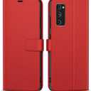 oakxco for Samsung Galaxy S20 Wallet Case with Credit Card Holder, Magnetic RFID Slim Folio Book Flip Leather Phone Case for Women Men Girl, Cute Soft Silicone Rubber Shockproof Cover, Red