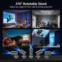 Portable Projector with Built-in Battery for Outdoor & Travel, Mini Projector with WiFi and Bluetooth, 1080P Supported, Electric Focus, Auto Keystone, 210 Rotatable Stand Home Theater( Iron Gray)