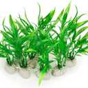 COMSUN 10 Pack Artificial Aquarium Plants, Small Size 4 inch Approximate Height Fish Tank Decorations Home Dcor Plastic Green