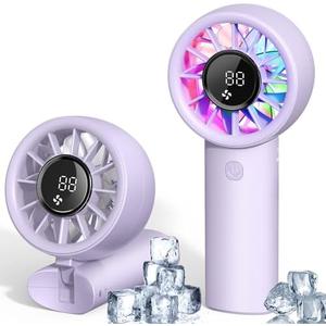 Portable Handheld Turbo Fan, 5200mAh High Speed Rechargeable Personal Hand Fan, Portable Mini Fans with Dual-Channel Tech & Night Light, 3 IN 1 Pocket Fans Travel Fann for Outdoor/Indoor Activities