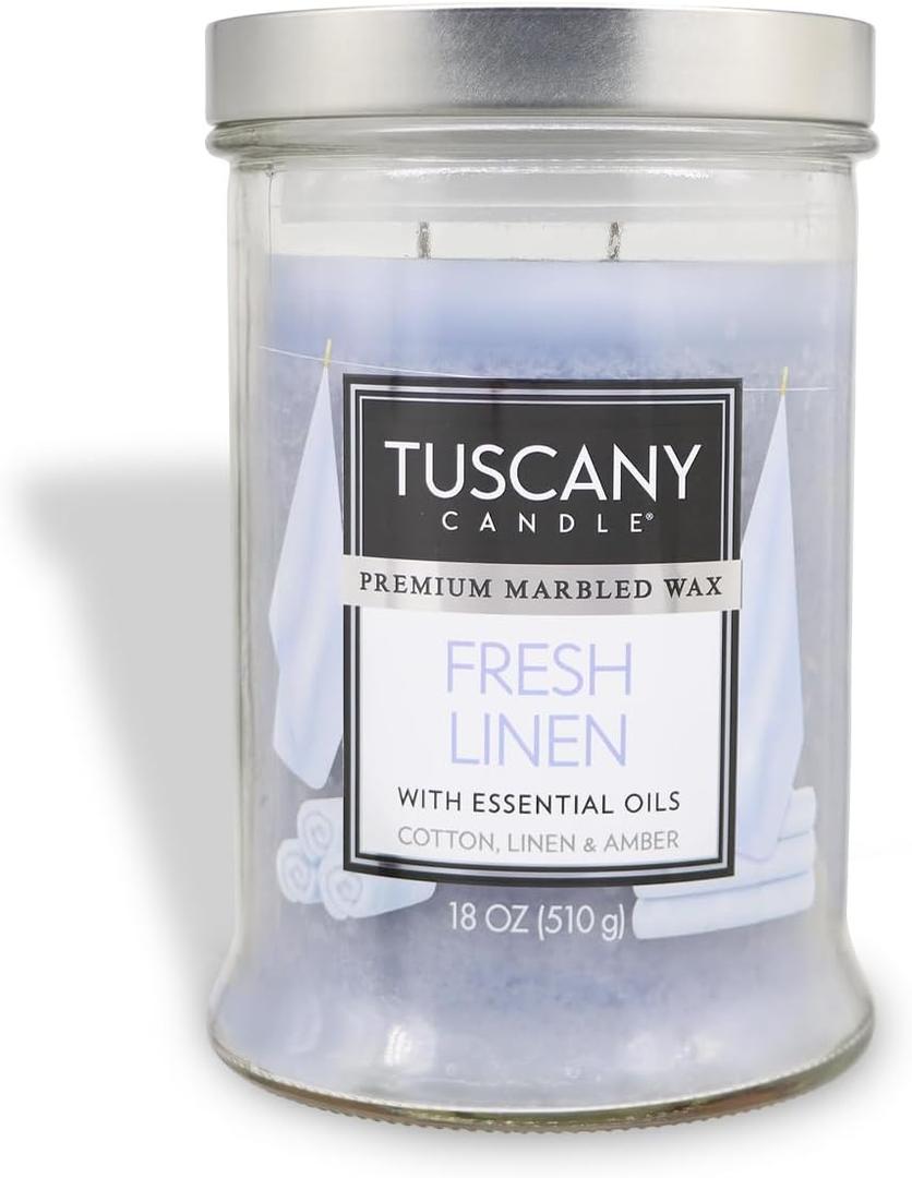 Tuscany Candle Fresh Linen & Amber Scented Candle, 18 oz