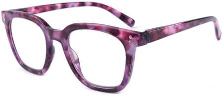 firstsense Reading Glasses for Men Women Blue Light Blocking with Spring Hinge, Blocking Readers Anti UV Ray Filter Eyeglasses, Square Computer Reader Glasses, Purple Tortoiseshell, +1.5