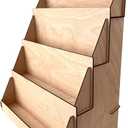 Portable Greeting Card Display Stand - Counter Top Portable Craft Show Display - 4 Tier Greeting Card & Rack Card Display - Coaster Display Rack - Farmers Market Display Tabletop Stand (Natural)