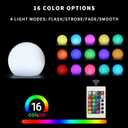 Censinda LED Glowing Ball Light, 12-Inch Cordless 16 Color Changing and 4 Light Modes Kids Night Light, Rechargeable & Dimmable Mood Lamp with Remote Control, Perfect for Home Patio Yard Accent Decor