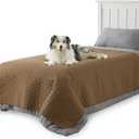 Bedsure 100% Waterproof Couch Cover for Dogs Washable - Non Slip Waterproof Blanket Large for Bed Sofa, Lightweight Furniture Protector Durable for Pet Cat Puppy with Non-Slip Bottom, Brown, 52x82IN