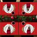 Christmas Wreath Golden Retriever Pine Cones Placemats Set of 4, 12x18 Xmas Watercolor Rustic Red Table Mat Decor, Seasonal Winter Table Decors for Christmas Dining Kitchen Holiday Party. (069)