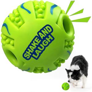 Spiky Interactive Dog Toys Ball, Shaking with Gibbering Sound, for Training, Teeth Cleaning & Herding, Wave, L, 3.94 in (10 cm)