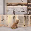 YOCAN Non-Painted Wooden Freestanding Dog Gates for The House,Doorways, Stairs,Wood Dog Fences Indoor Pet Gate,Step Over Fence-6 Panel H:23