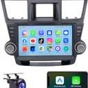 10-inch Android 13 Car Radio Stereo Compatible with 2008-2013 Toyota Highlander, 1280x720p IPS Touch Screen Wireless CarPlay & Android Auto, 4-Core 4GB RAM 64GB ROM, GPS, Night Vision Camera