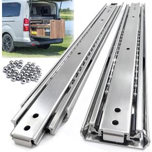 Thickened 200Lbs Heavy Duty Drawer Slides 1 Pair 26" Full Extension Ball Bearing Sliding Rails Kitchen Cabinet RV Runners Shelf Tool Box Tracks Glides (1/2" Thick, 26" L)