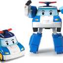Robocar Poli 4" Transforming Robot - Poli Transforming Car, Police Emergency Vehicle Playset, Preschool STEM Learning Role Play Toy, Perfect Holiday Birthday Gift for Kids 3+