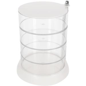 PartyKindom Rotating Cosmetics Organizer Box with Rotation Large Capacity Makeup Storage Container for Cushion Pads Beauty Eggs and Accessories Pet Material Space-saving Design for Vanity and