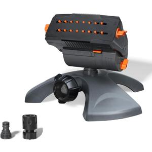 Diivoo Mini Turbo Oscillating Water Sprinklers for Yard, Garden Sprinkler with Large Base, Adjustable Width, Range and Flow Rate, 16 Nozzles, Grey