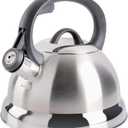 Mr. Coffee Flintshire 1.75-Quart Stainless Steel Whistling Tea Kettle – Brushed Satin Finish Stove-Top Kettle for Boiling Water, 1.8 Quarts