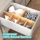 4.4" High Drawer Dividers with Inserts, Bamboo Drawer Dividers for Clothes, Expandable from 12-17.5", Adjustable drawer organizer for Bedroom, Kitchen & Office, 4 Dividers with 8 Insert.