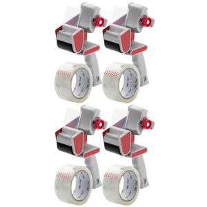 Mr. Pen Packing Tape Dispenser Gun 2-Inch, 4 Pack with 4 Rolls Clear Tape Gun for Packaging Boxes and Moving (Red)