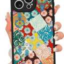 Magnetic for iPhone 15 Pro Max Case [Compatible with MagSafe] Aesthetic Flower Wave Patchwork Pattern Design, Slim Bumper Translucent Matte Protective Cover for Women Men