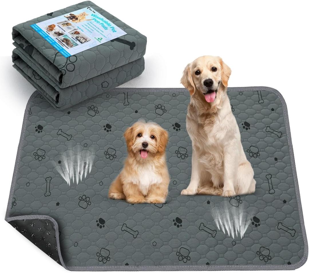 Washable Pee Pads for Dogs - 2-Pack Super Absorbent Reusable Puppy Training Pads- 100% Waterproof Whelping Pads Non-Slip Dog Mats for Floor Protector, Couch Cover, Crate, Potty Training -18" x 24" (18x24 Inch(Pack of 2))